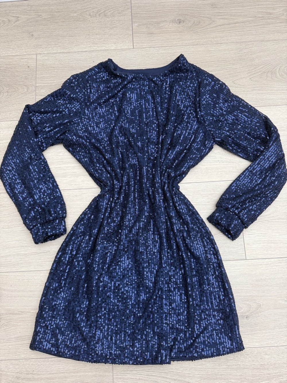 Women’s Navy Sequin Long Sleeve Party Dress